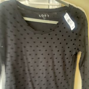 Loft black polka dot T-shirt, small